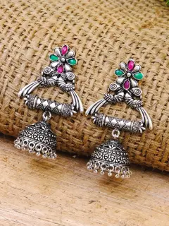 Oxidized Silver Jhumkas